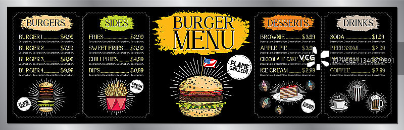 汉堡吧菜单模板 - 价目表订购图片素材