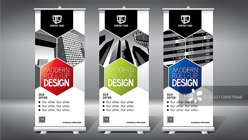现代办公室易拉宝模板设计85x200厘米图片素材