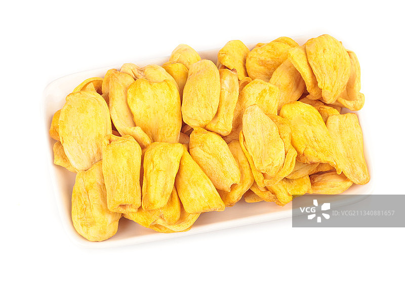 盘子里装着菠萝蜜干图片素材