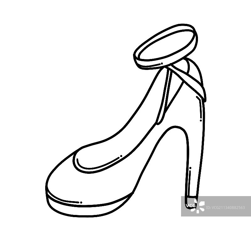 手绘高跟鞋涂鸦图标草图图片素材
