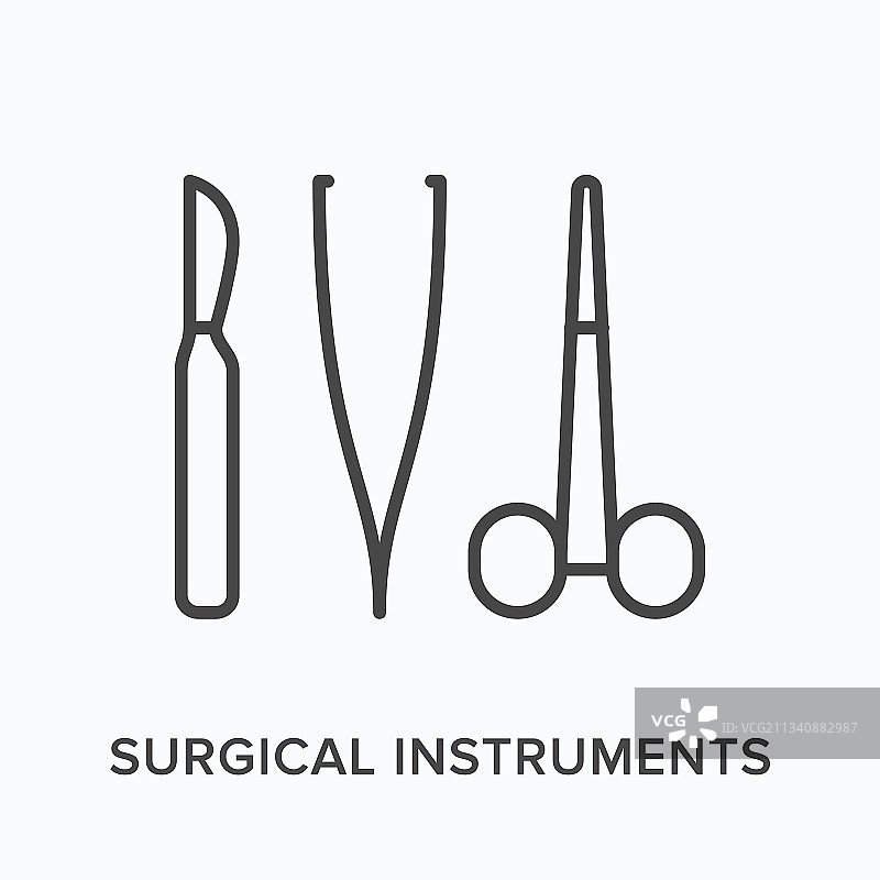 外科手术器械扁平线条图标图片素材