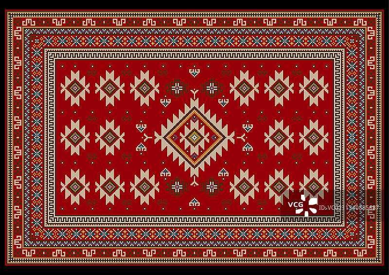 红米色蓝色调地毯图片素材