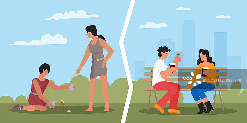 原始人约会现代人图片素材