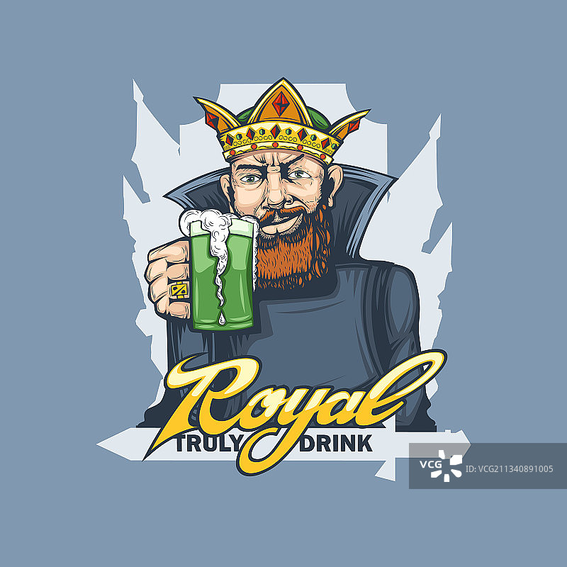 手持一杯啤酒的胡须国王图片素材