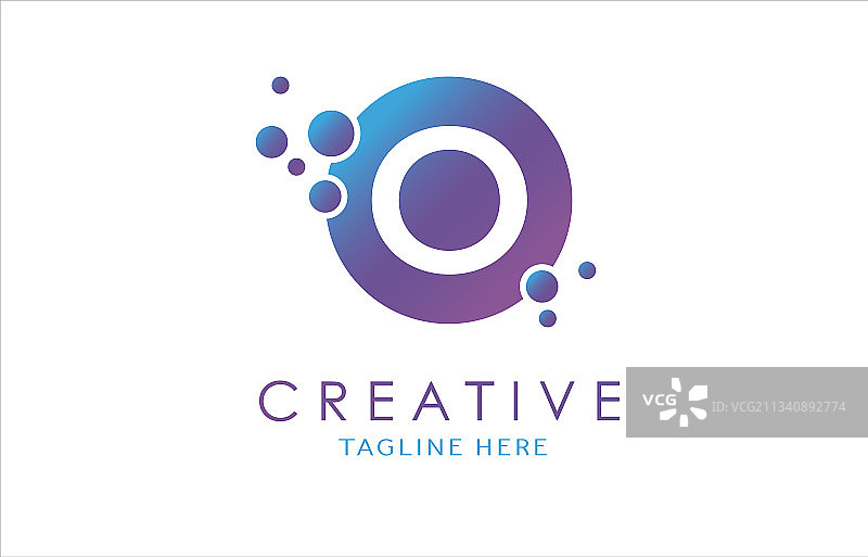 渐变色点状字母O标志图片素材