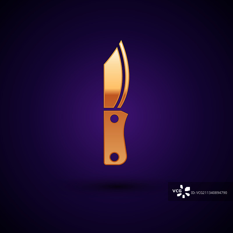 黑色背景上的金色军用刀具图标图片素材
