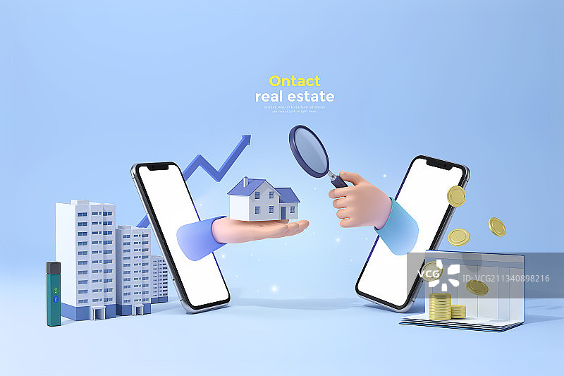 通过远程在线联系的房地产业务图片素材
