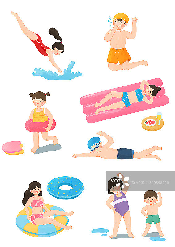 人们的夏季生活：游泳、冲浪和潜水图片素材