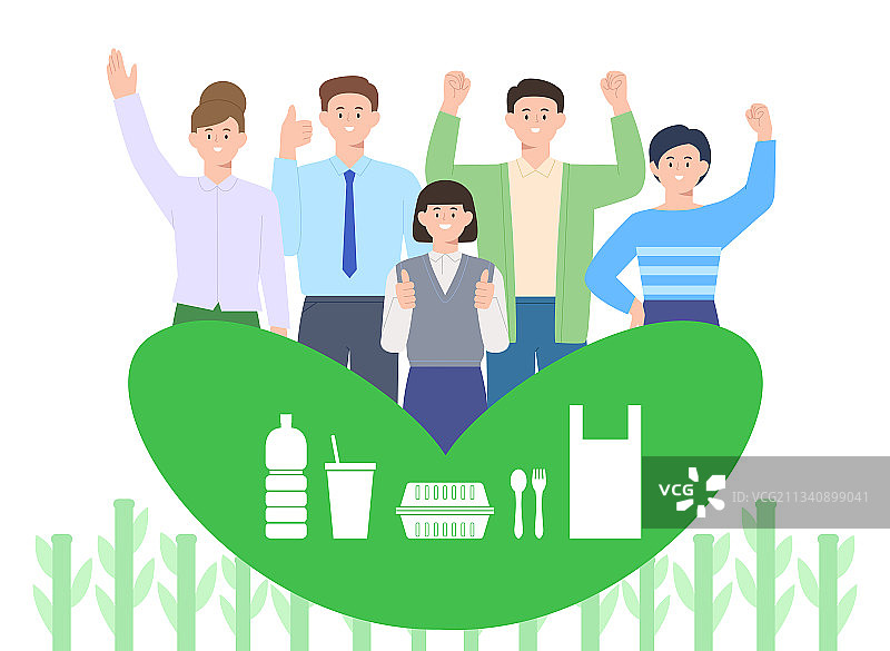 使用可生物降解的PLA聚乳酸塑料，绿色环保社会和循环经济图片素材