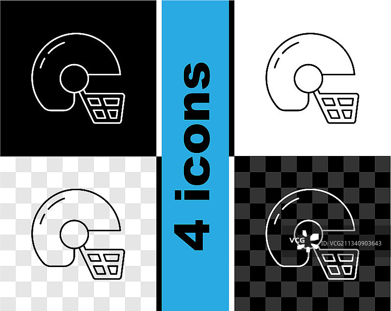 美式橄榄球头盔图标线条图片素材