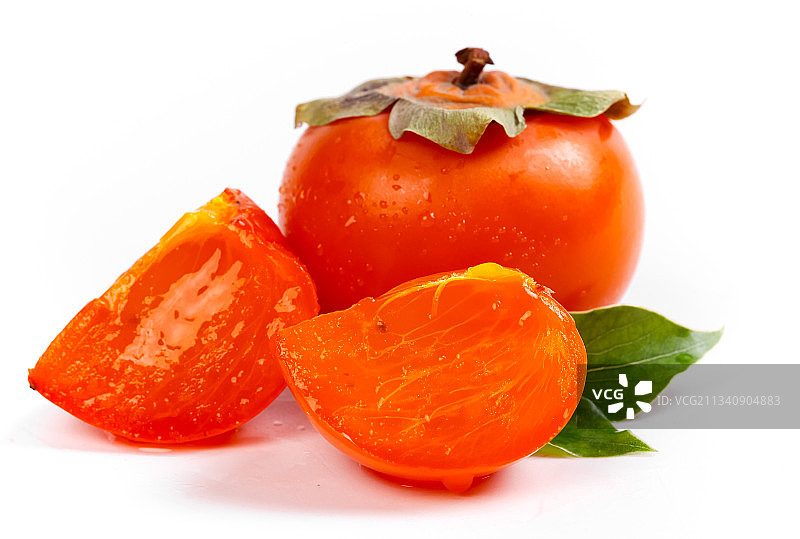 白底上放着火晶柿子图片素材