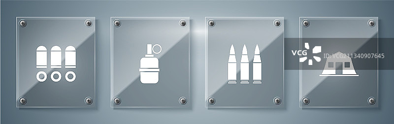 军事营房、子弹、手榴弹等素材图片素材