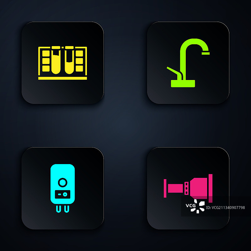 管道适配器和带水滴的试管套装图片素材