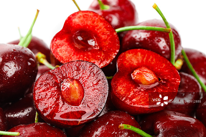 白底上的智利进口车厘子图片素材