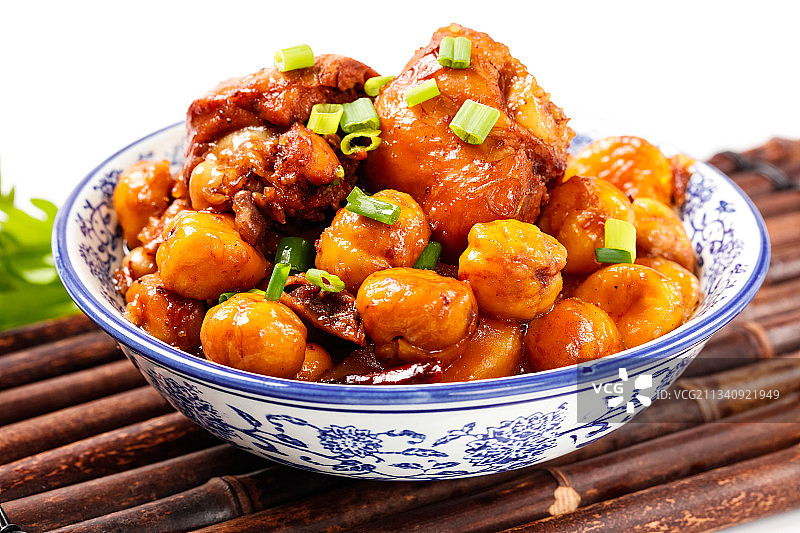 碗里装着板栗烧鸡图片素材