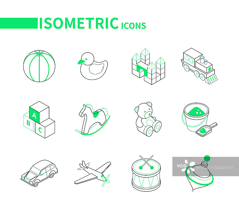 儿童玩具和休闲游戏-现代线条图片素材