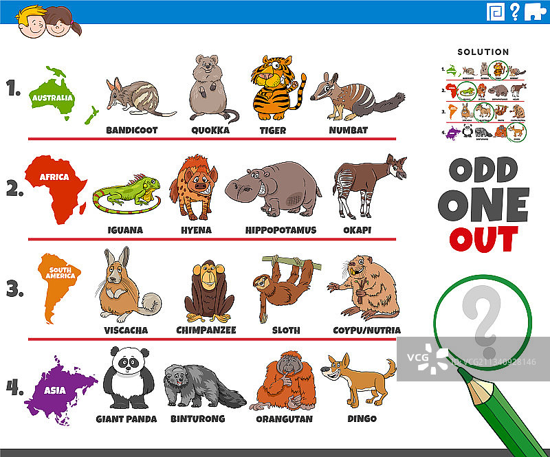 找出与众不同的动物图片图片素材