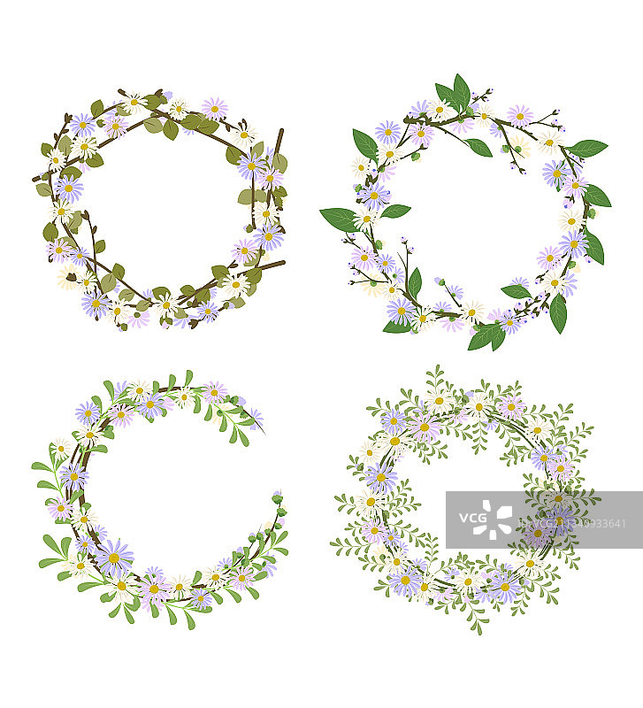 雏菊花环圆形框架图片素材