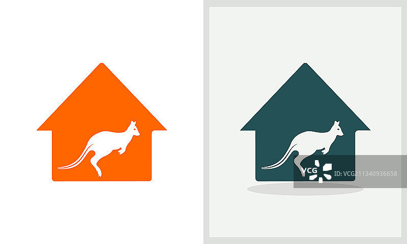 袋鼠房屋logo设计，跳跃的家居logo图片素材