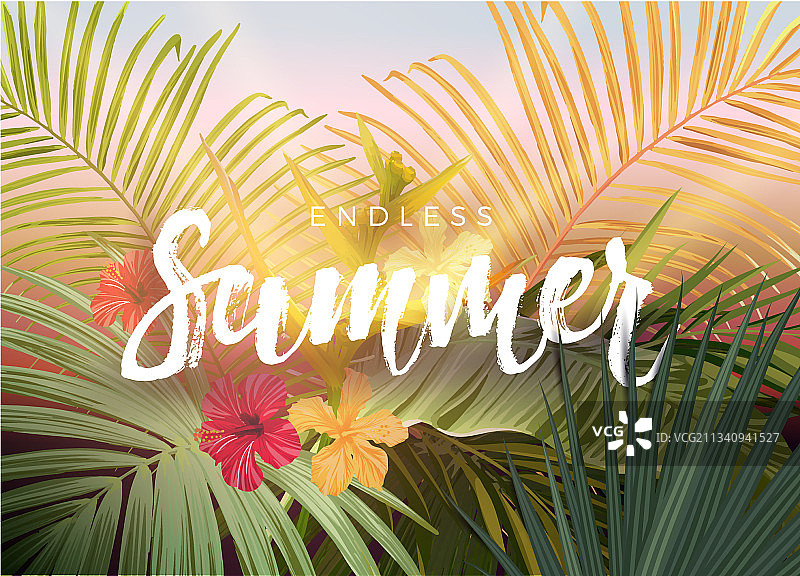 夏季热带banner或宣传单设计图片素材
