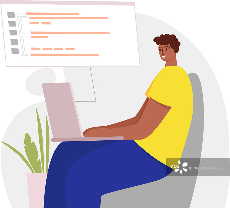 程序员在电脑上进行Web开发图片素材