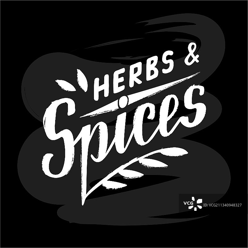 黑板上的香草和香料粉笔字图片素材