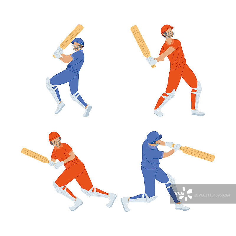 四名板球运动员图片素材