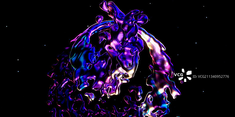 3D抽象流动金属液体图片素材