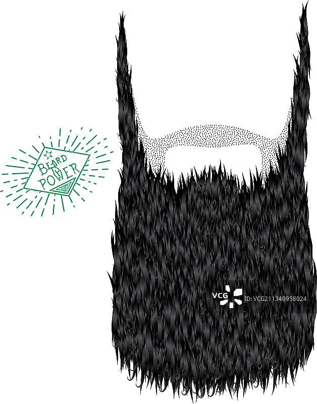 卷发时髦男士强壮胡须素描图片素材