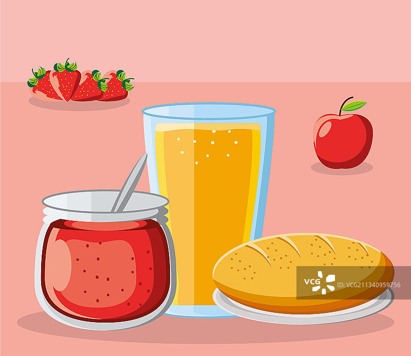 早餐面包果汁图片素材