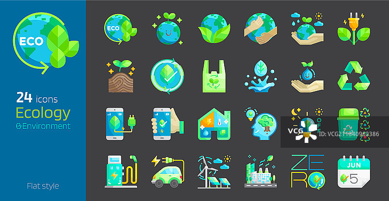 生态与环境扁平图标集图片素材