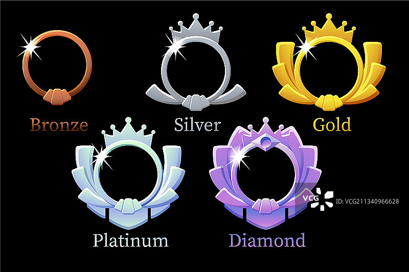 游戏等级金银铜铂相框图片素材