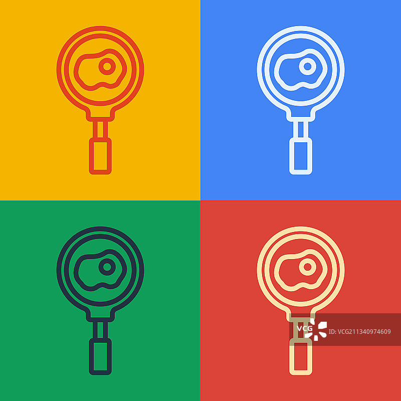 波普艺术线条煎锅煎蛋图标图片素材