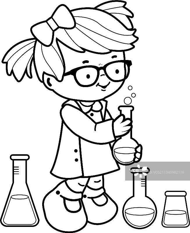 女孩做科学实验图片素材