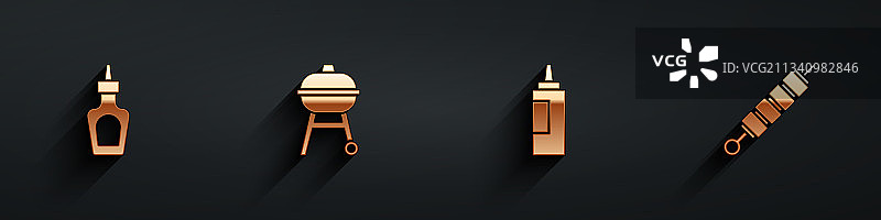 烧烤酱瓶烧烤架和烤肉合集图片素材