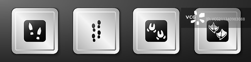 人类脚印鞋子野猪爪子套装图片素材