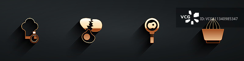 厨师帽破鸡蛋煎锅煎蛋合集图片素材