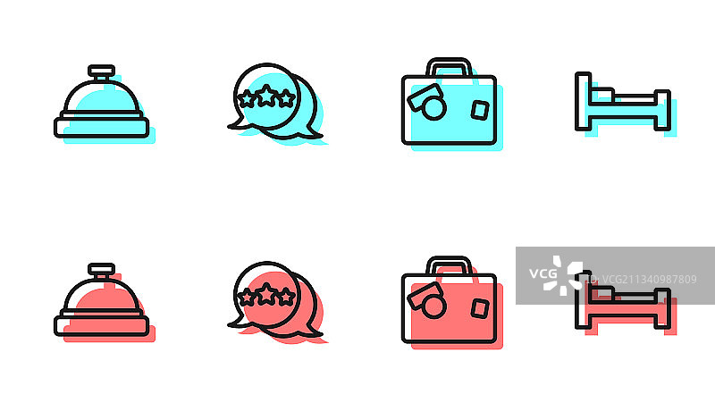 线条行李箱酒店服务铃五星图片素材