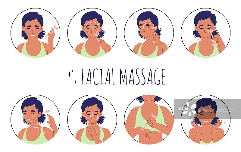 玫瑰石英滚轮面部按摩图片素材