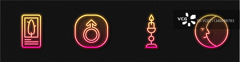 塔罗牌火星燃烧的蜡烛线条图片素材