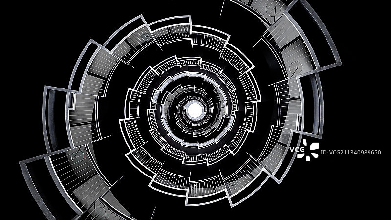 黑色白色办公区旋转楼梯图片素材