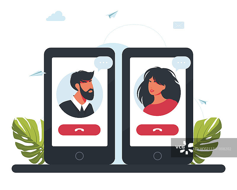 男人和女人通过视频互相交谈图片素材