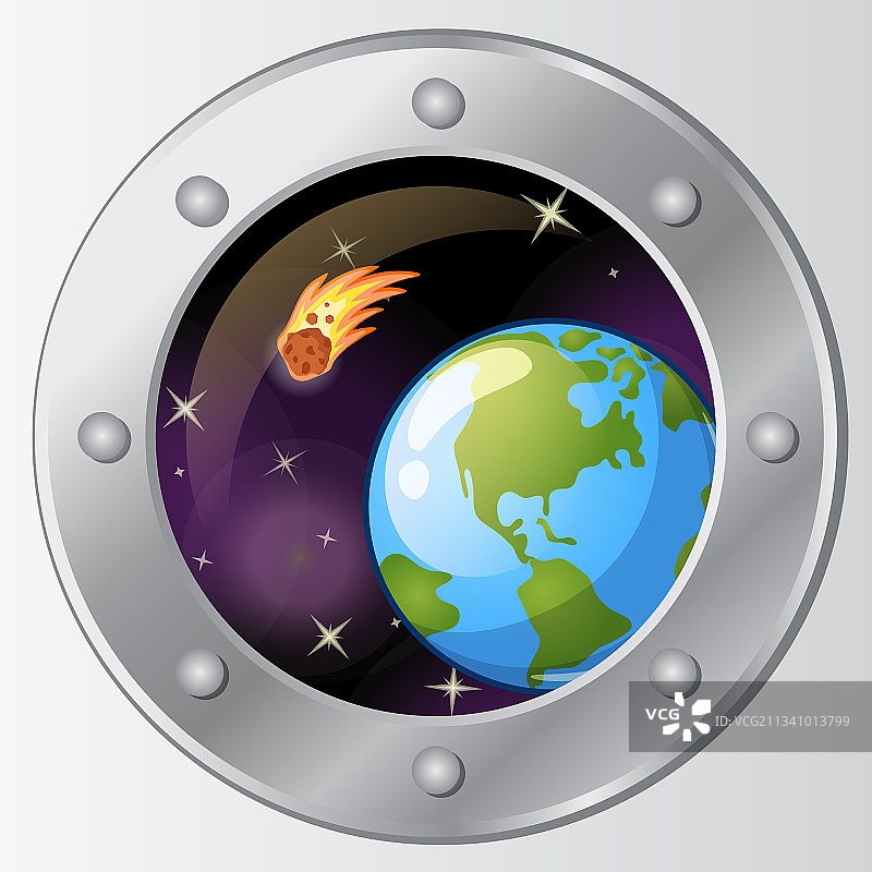 从火箭上看地球的宇宙飞船舷窗图片素材