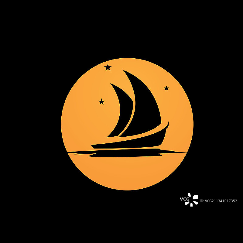 三角帆船标志剪影设计图片素材