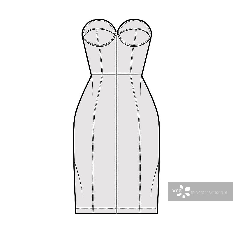 拉链式筒形连衣裙技术时尚图片素材