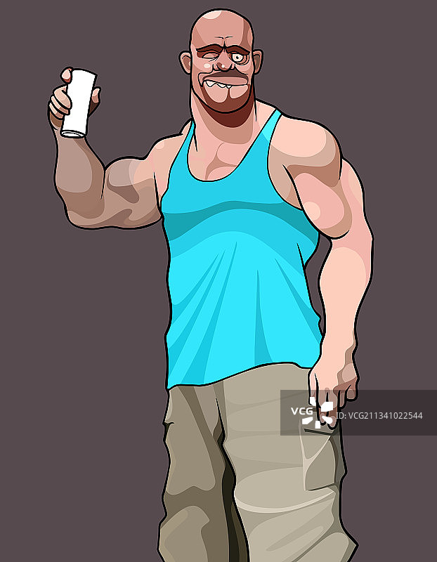 卡通健壮的滑稽男人图片素材