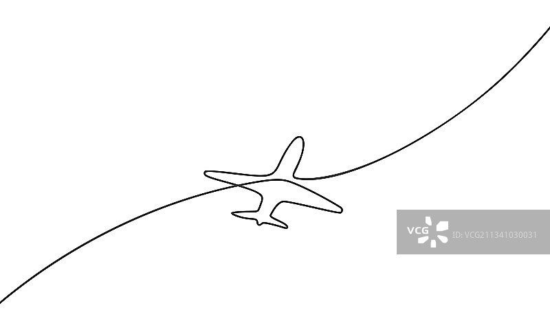飞机极简主义连续单线绘图图片素材