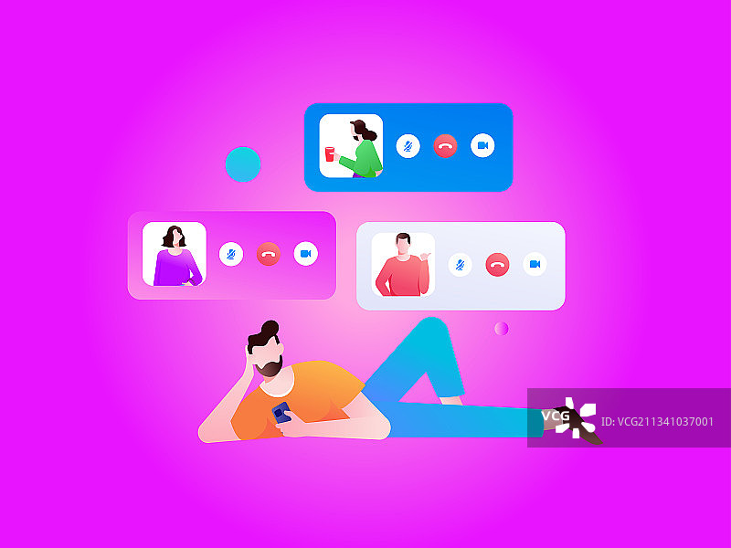 远程视频会议沟通人物扁平矢量概念运营插画图片素材