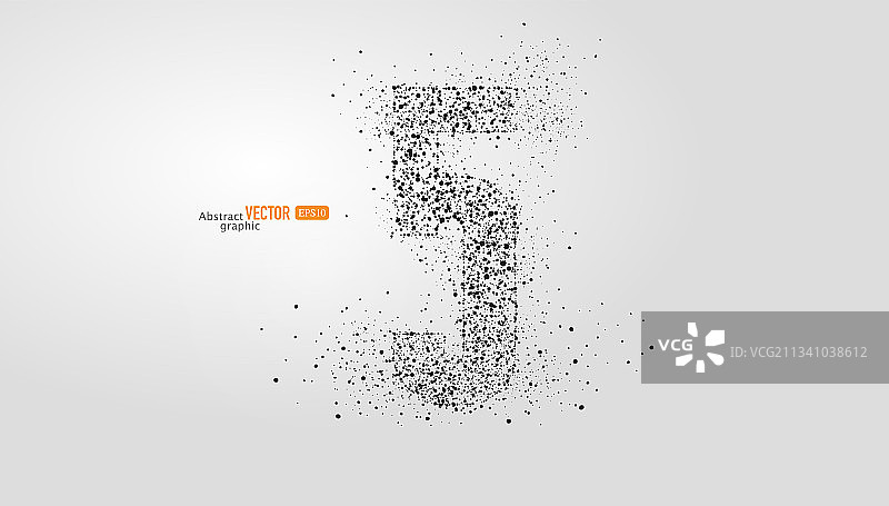 灰色背景上粒子点组合的数字5，抽象矢量英文字体素材图片素材