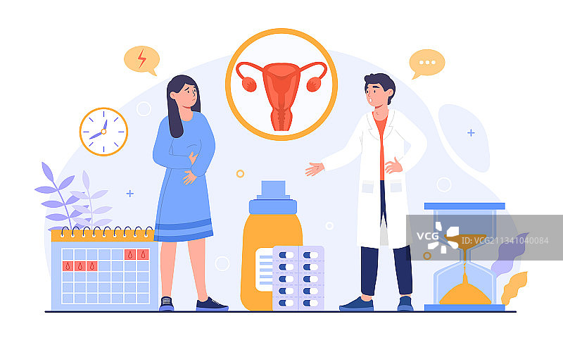 有经期疼痛的女人看医生图片素材